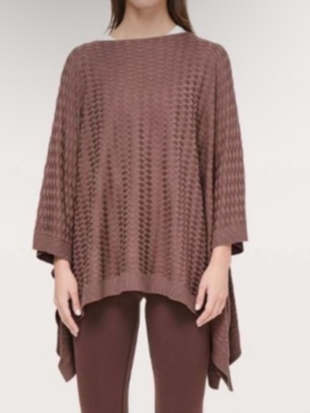 Lululemon Divinity Woven Poncho Shawl Wrap Knit Boat Neck Spanish Oak